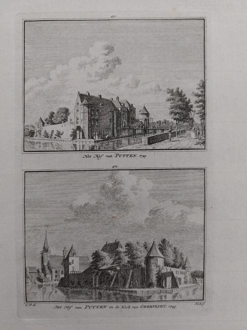 471-472 / Hof van Putten en de kerk van Geervliet, Antiek en Kunst, Kunst | Etsen en Gravures, Ophalen of Verzenden