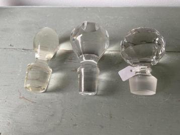 3 x knop van kristal. Flessenstop / glazen stop voor fles. beschikbaar voor biedingen