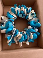 Blauw Witte Ballonnen Krans - Geboorte Versiering, Ophalen of Verzenden, Nieuw, Versiering, Geboorte of Huwelijk