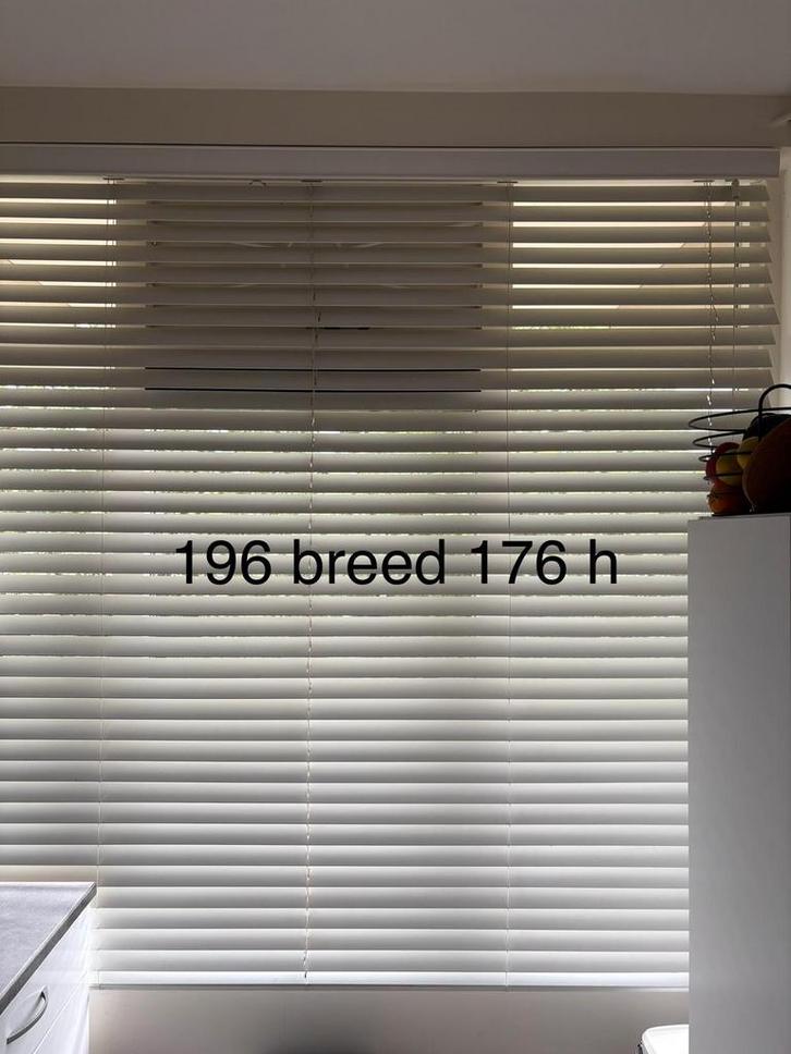 Houten vouwgordijn 196x176cm, Huis en Inrichting, Stoffering | Gordijnen en Lamellen, Gebruikt, 150 tot 200 cm, Wit, Ophalen of Verzenden