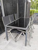 6 pers. Tuinset incl. 6 zwarte tuinkussens, Tuin en Terras, Ophalen, Gebruikt