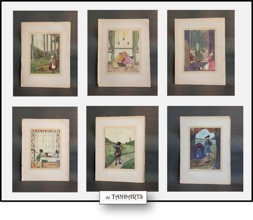 Zes illustraties van Rie Cramer – 1915, Boeken, Prentenboeken en Plaatjesalbums, Ophalen of Verzenden