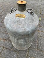 Antieke grote zinken oliekan met messing dop., Ophalen of Verzenden