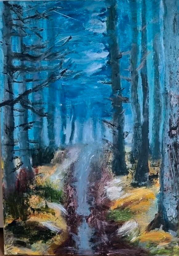 Boslandschap Acryl Schilderij 50x70, Antiek en Kunst, Kunst | Schilderijen | Klassiek, Ophalen of Verzenden