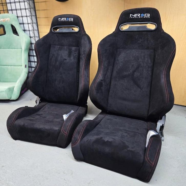 NRG Type-R alcantara zwart sportstoel verstelbaar Kuipstoel, Auto diversen, Tuning en Styling, Ophalen of Verzenden