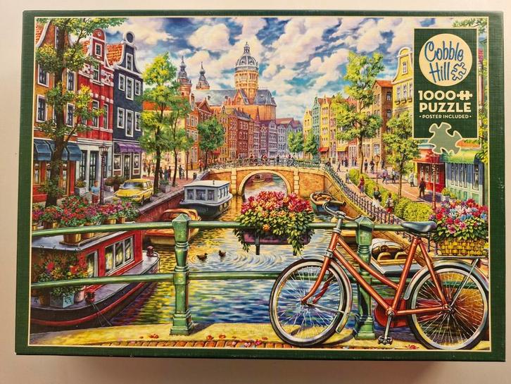 Cobble Hill Puzzel 1000 stukjes Amsterdam Canal, Grachten, Hobby en Vrije tijd, Denksport en Puzzels, Zo goed als nieuw, 500 t/m 1500 stukjes