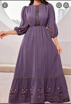 Paarse maxi jurk met borduursel - Maat M, Maat 38/40 (M), Paars, Ophalen of Verzenden, Geen merk