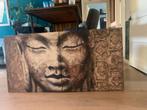Juul Hoes boeddha 2 luik, Ophalen, 75 tot 100 cm, Schilderij, 75 cm of meer