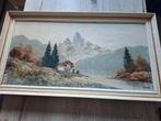 Schilderij zwitserse bergen, Antiek en Kunst, Kunst | Schilderijen | Klassiek, Ophalen of Verzenden