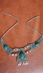 mooie oude zilveren ketting met edelstenen, Ophalen of Verzenden, Zilver, Ketting, Met edelsteen