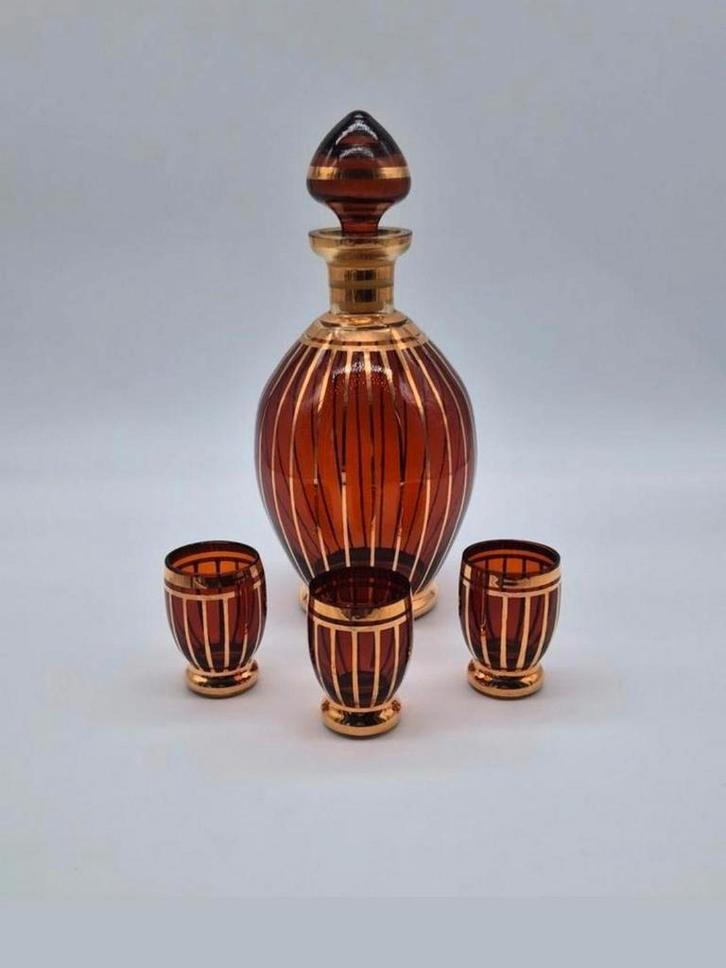 Boheemse Likeurset, Karaf & Glaasjes, 1940, Antiek en Kunst, Antiek | Glas en Kristal, Ophalen of Verzenden