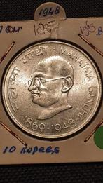 10 Rupees 1969, zilveren munt Mahatma Gandhi, Postzegels en Munten, Munten | Azië, Midden-Oosten, Zilver, Ophalen of Verzenden