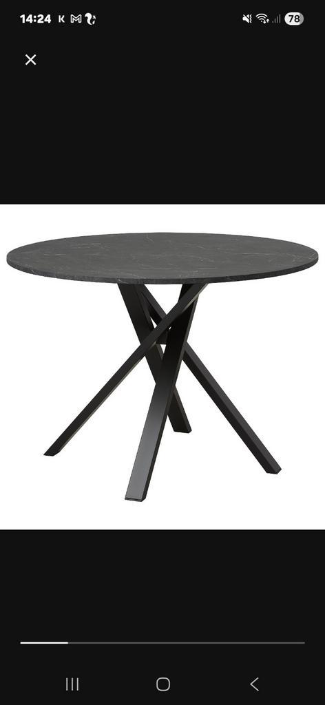 Ronde eettafel met zwart marmeren blad, Huis en Inrichting, Tafels | Eettafels, Zo goed als nieuw, 100 tot 150 cm, 100 tot 150 cm