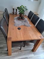 Houten Eettafel met 6 Stoelen, Huis en Inrichting, Tafels | Eettafels, Ophalen, Gebruikt, 100 tot 150 cm, Eikenhout