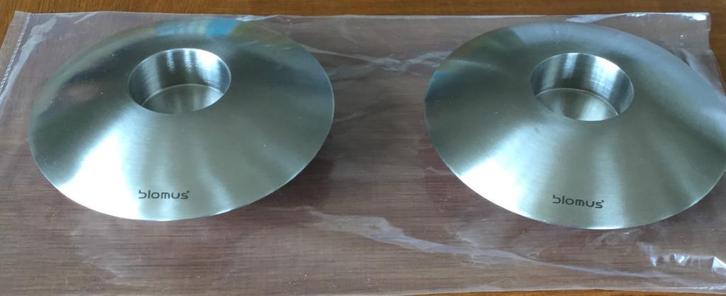 Twee Blomus UFO waxinelichthouders minimalistisch design RVS, Verzamelen, Retro, Huis en Inrichting, Verzenden