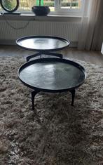 Salontafel S/2 stuks merk: Pano zwart metaal., Huis en Inrichting, Tafels | Salontafels, Ophalen, 50 tot 100 cm, Rond, 50 tot 100 cm