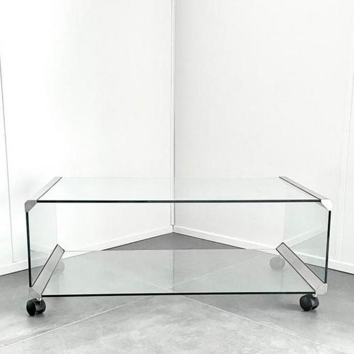 Salontafel Gallotti Radice mod George vintage design, Huis en Inrichting, Tafels | Salontafels, Glas, Metaal, Ophalen