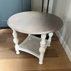 Gerestyled antiek rond tafeltje bijzettafel met webbing, Ophalen, 50 tot 75 cm, Rond, 50 tot 100 cm