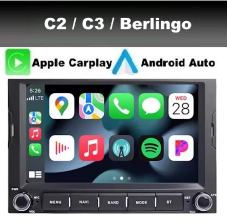 Citroen C2 C3 Berlingo navigatie android 14 apple carplay, Auto diversen, Autoradio's, Nieuw, Ophalen of Verzenden