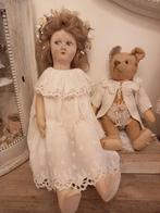 Antieke Franse stoffen pop 60 cm., Verzenden