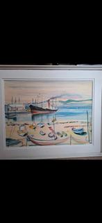 schilderij bootjes 1956, Antiek en Kunst, Ophalen of Verzenden