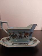 Antieke Adams Calyx Ware Sauskom met Schotel, Ophalen of Verzenden