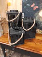 Actie! Stoere, landelijke windlichten,lantaarns,waxinehouder, 25 tot 50 cm, Zwart, Nieuw, Ophalen of Verzenden