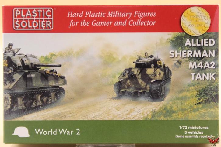 ROWASP | Plastic Soldier 1/72 Allied Sherman M4A2 Tank, Hobby en Vrije tijd, Modelbouw | Auto's en Voertuigen, Nieuw, Tank, 1:50 of kleiner