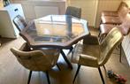 GRATIS ophalen - eettafel met extra glazen blad met stoelen, Ophalen, Gebruikt, Landelijk, 4 tot 6 stoelen