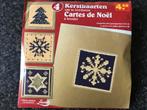 Nieuw borduurpakket 4 kerstkaarten borduren , kruissteek, Ophalen of Verzenden, Zo goed als nieuw, Borduurpakket