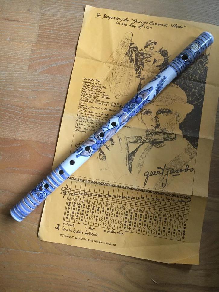 Geert Jacobs keramieken dwarsfluit in G, Muziek en Instrumenten, Blaasinstrumenten | Dwarsfluiten en Piccolo's, Zo goed als nieuw