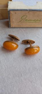 Puur barnsteen manchetknopen, Ophalen of Verzenden, Zo goed als nieuw, Overige materialen