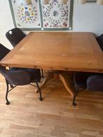 Antiek grenen eettafel uitklapbaar, Ophalen, Gebruikt, 100 tot 150 cm, Vierkant