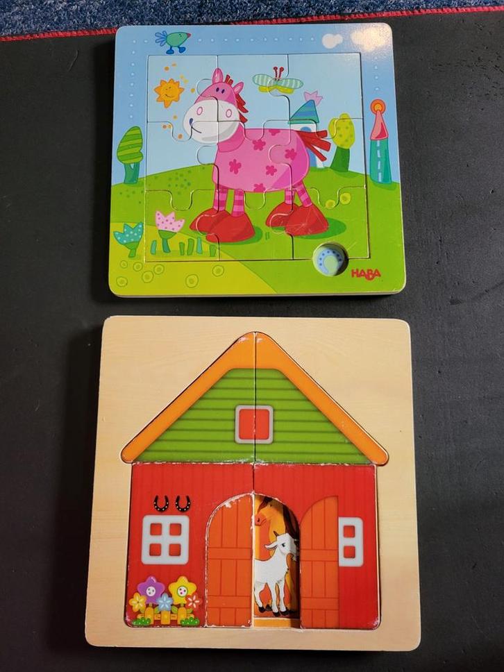 2 houten puzzles, Kinderen en Baby's, Speelgoed | Kinderpuzzels, Gebruikt, Ophalen