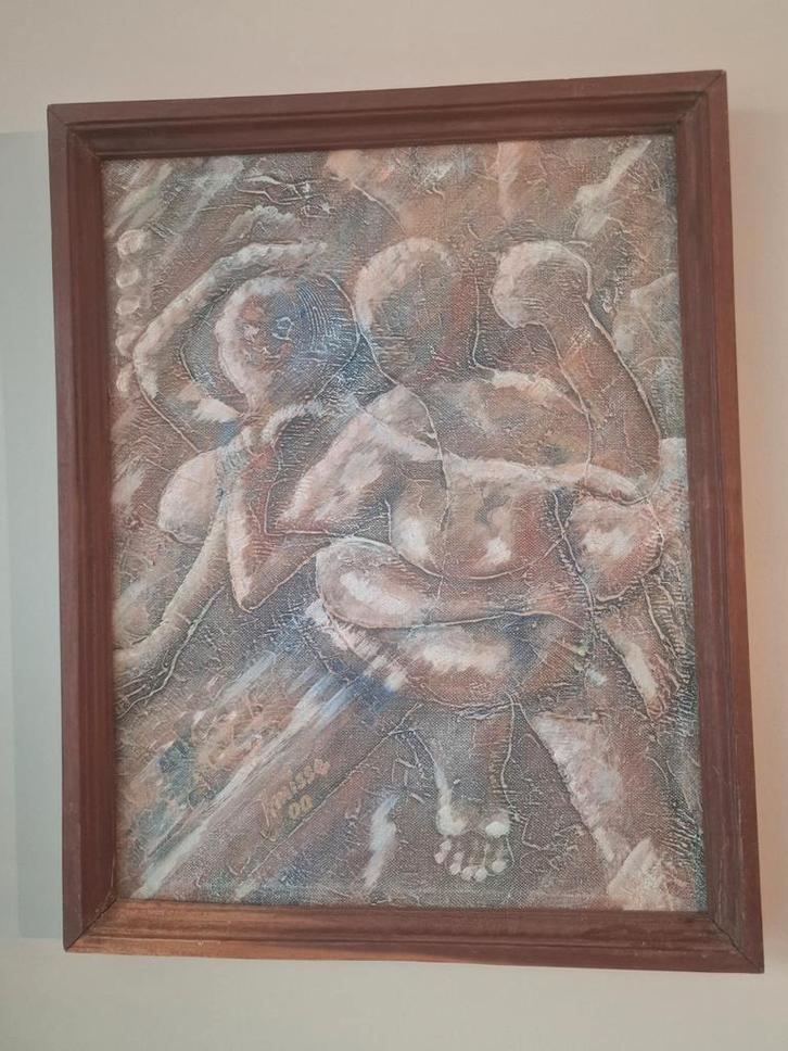 Abstract Schilderij Amisse - Niets Rechtvaardigt Geweld, Antiek en Kunst, Kunst | Schilderijen | Klassiek, Ophalen of Verzenden