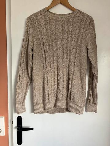 Beige wit 100% katoen kabeltrui damss L beschikbaar voor biedingen
