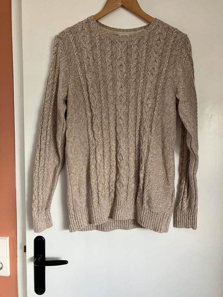 Beige wit 100% katoen kabeltrui damss L, Kleding | Dames, Truien en Vesten, Zo goed als nieuw, Maat 38/40 (M), Beige, Ophalen of Verzenden
