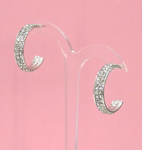 Prachtige mooie zilver gekleurde strass creool oorbellen., Sieraden, Tassen en Uiterlijk, Oorbellen, Nieuw, Knopjes of Stekers