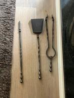 Gieteizeren haardgereedschap en glazen spatscherm, Huis en Inrichting, Haarden, Ophalen of Verzenden