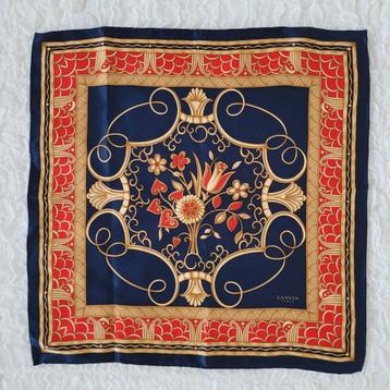 Vintage Lanvin Paris sjaaltje pochet 100% zijde bloemenprint beschikbaar voor biedingen