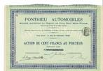 25 x Ponthieu Automobiles -Paris 1908 - Action de 100 francs, Postzegels en Munten, Aandelen en Waardepapieren, Verzenden, Voor 1920