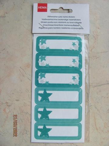 NIEUW groenblauwe HEMA vaatwasmachine bestendig NAAMSTICKERS beschikbaar voor biedingen