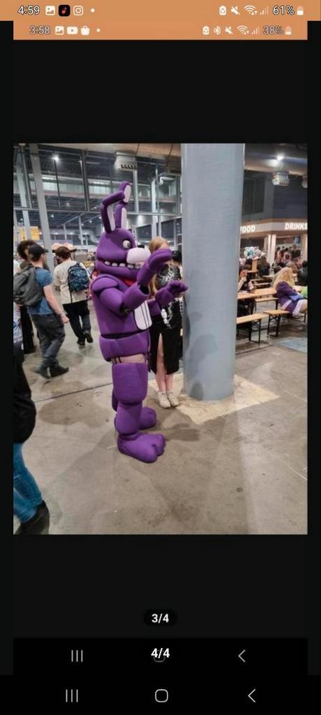 Five night at freddys cosplay bonnie, Hobby en Vrije tijd, Kostuums, Theaterbenodigdheden en LARP, Zo goed als nieuw, Overige typen
