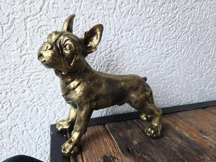 Handbewerkt Frans Bulldog Beeld Inca Goud, Huis en Inrichting, Woonaccessoires | Overige, Nieuw, Ophalen of Verzenden