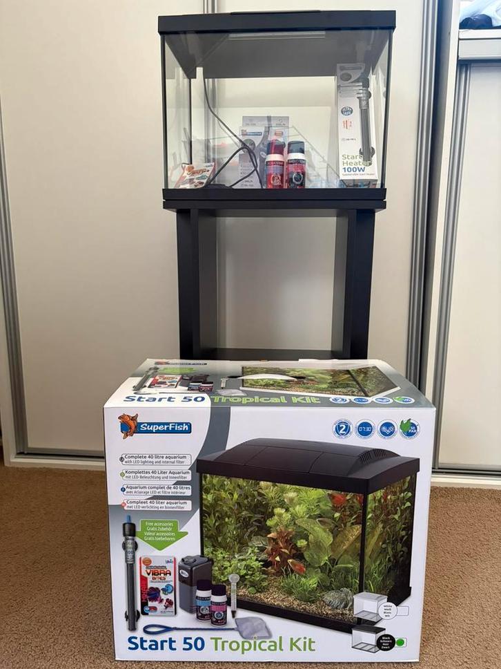 Zo goed als nieuwe set! Superfish start 50 40L, Dieren en Toebehoren, Vissen | Aquaria en Toebehoren, Zo goed als nieuw, Leeg aquarium