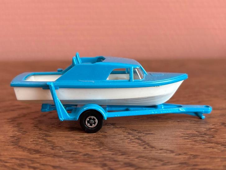 Vintage Matchbox Lesney Speedboat on Trailer England, Hobby en Vrije tijd, Modelauto's | Overige schalen, Zo goed als nieuw, Auto