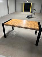 Eettafel met Metalen Onderstel, Huis en Inrichting, Ophalen, Gebruikt, 100 tot 150 cm, Teakhout
