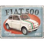 Fiat 500 Turin Italia relief reclamebord van metaal wandbord, Verzamelen, Automerken, Motoren en Formule 1, Ophalen of Verzenden