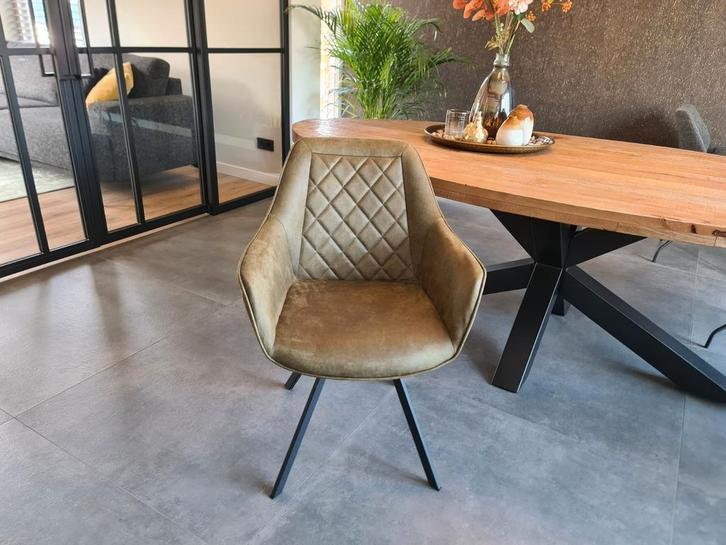 Nieuwe Eetkamerstoelen Olijf Groen - Tot 50% Korting, Huis en Inrichting, Stoelen, Nieuw, Vijf, Zes of meer stoelen, Leer, Metaal