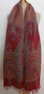 Batik look wijnrode 100% pure rode wollen sjaal, Verzenden, Zo goed als nieuw, Maat 42/44 (L), Sjaal